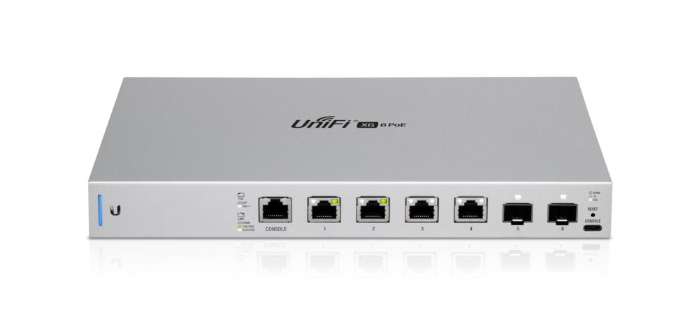 Ubiquiti UniFi US-XG-6POE | Managed Switch | 6 Poorten | 10G Ethernet (100/1000/10000) | Power over Ethernet (PoE) | 1U | Grijs - Matmuis